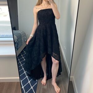 Le Chateau Black Rose High Low Evening Gown Small